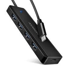 USB HUB 4 x USB 3.2 Gen1, USB-CM, 19cm, USB-C power IN, AXA