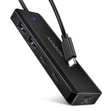 USB HUB 4 x USB 3.2 Gen1, USB-AM, 19cm, USB-C power IN, AXA