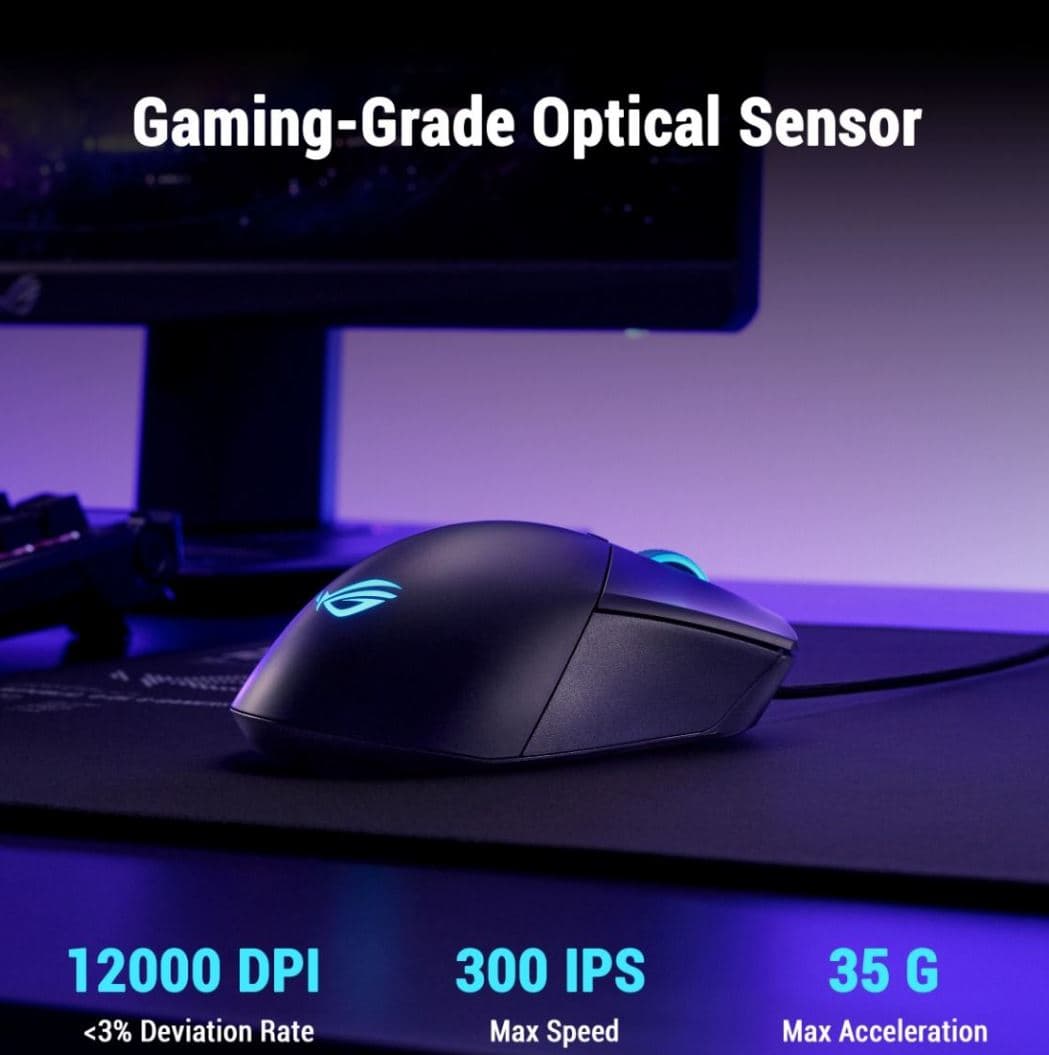 ASUS ROG Gladius III Core wired gaming mouse, 12000 DPI